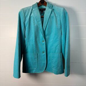 Jones New York Signature Aqua 98% Cotton Velvet Blazer Sz 4